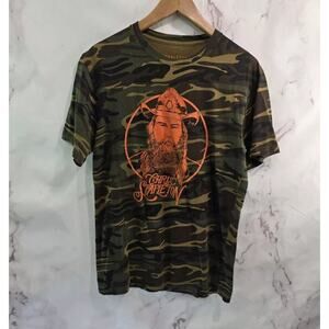 Chris Stapleton T Shirt Mens Medium Camo Woodland Jungle Tee Crew Neck Orange